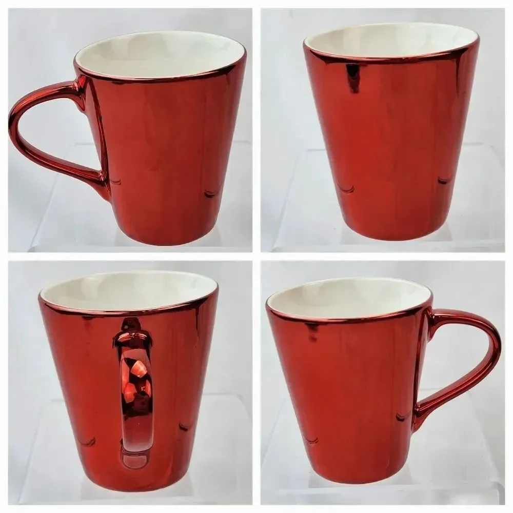 🔹️NWT Starbucks Metallic Red Espresso 3oz Cup & Saucer Set